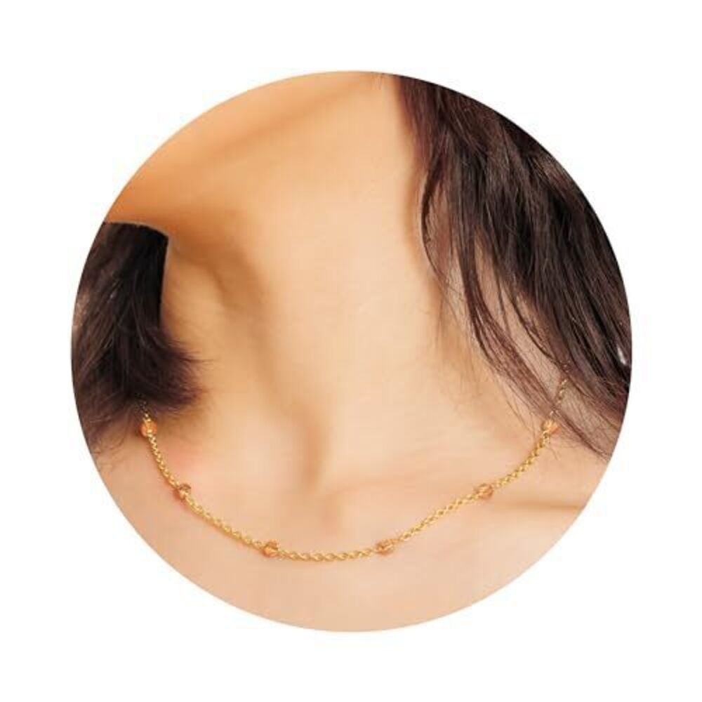 7410 Citrine Necklace , Premium Beaded Gold Necklaces - Tarnish Free 18K